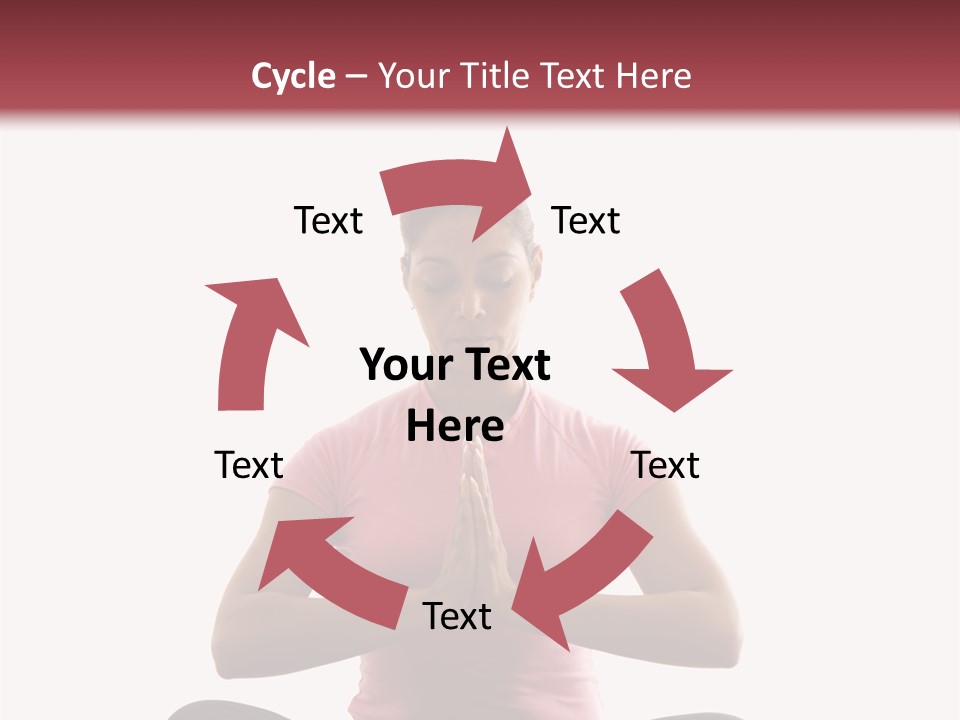 Mid  Multiethnic Woman Sitting In Namaste Position On Exercise Mat With Eyes Closed And Hands At Heart Center. PowerPoint Template