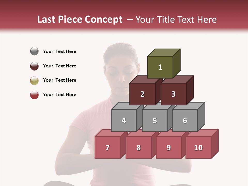 Mid  Multiethnic Woman Sitting In Namaste Position On Exercise Mat With Eyes Closed And Hands At Heart Center. PowerPoint Template