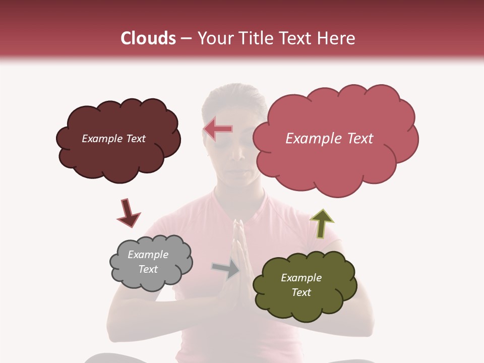 Mid  Multiethnic Woman Sitting In Namaste Position On Exercise Mat With Eyes Closed And Hands At Heart Center. PowerPoint Template