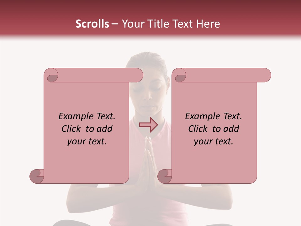 Mid  Multiethnic Woman Sitting In Namaste Position On Exercise Mat With Eyes Closed And Hands At Heart Center. PowerPoint Template