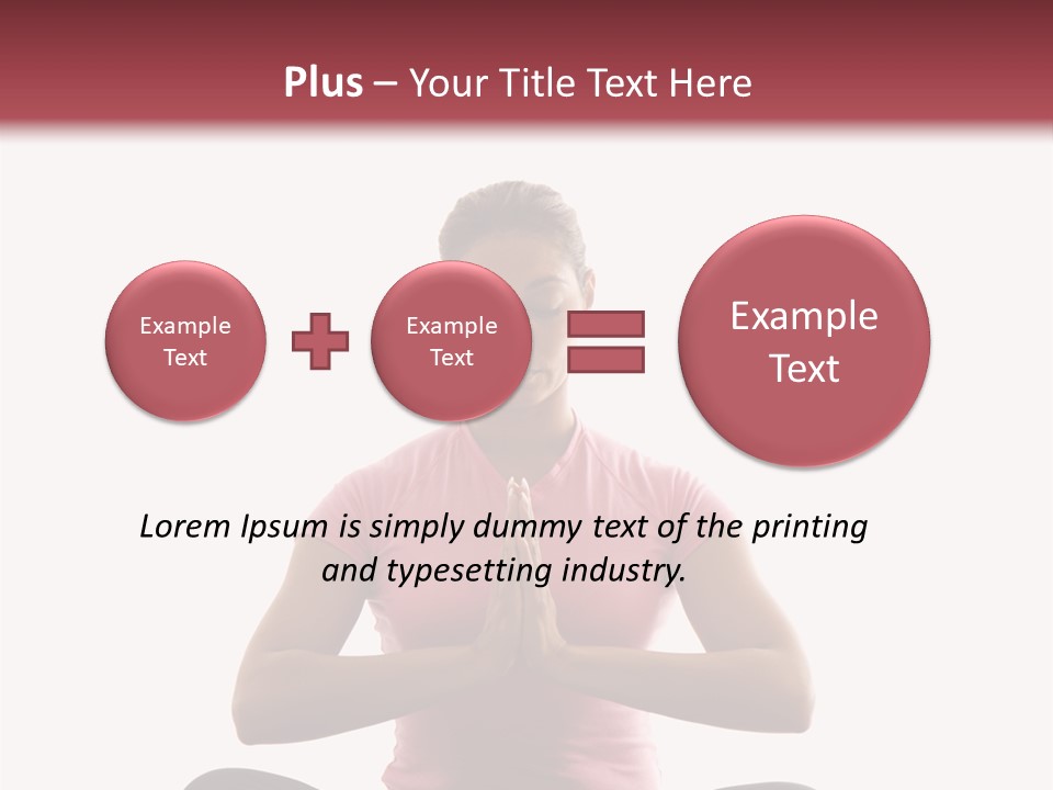Mid  Multiethnic Woman Sitting In Namaste Position On Exercise Mat With Eyes Closed And Hands At Heart Center. PowerPoint Template