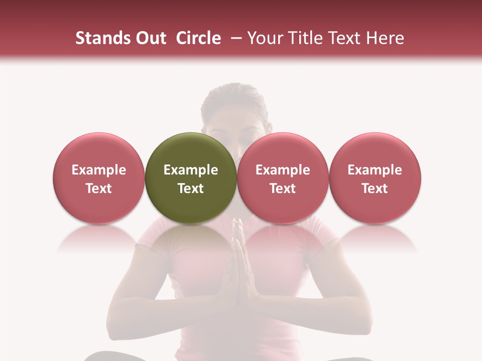 Mid  Multiethnic Woman Sitting In Namaste Position On Exercise Mat With Eyes Closed And Hands At Heart Center. PowerPoint Template