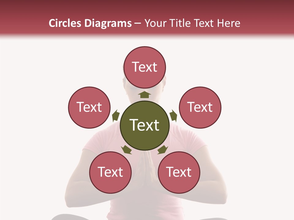 Mid  Multiethnic Woman Sitting In Namaste Position On Exercise Mat With Eyes Closed And Hands At Heart Center. PowerPoint Template