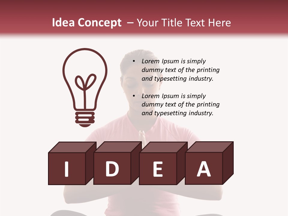 Mid  Multiethnic Woman Sitting In Namaste Position On Exercise Mat With Eyes Closed And Hands At Heart Center. PowerPoint Template