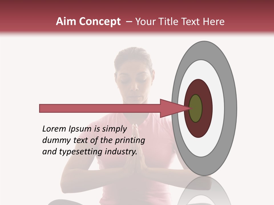 Mid  Multiethnic Woman Sitting In Namaste Position On Exercise Mat With Eyes Closed And Hands At Heart Center. PowerPoint Template