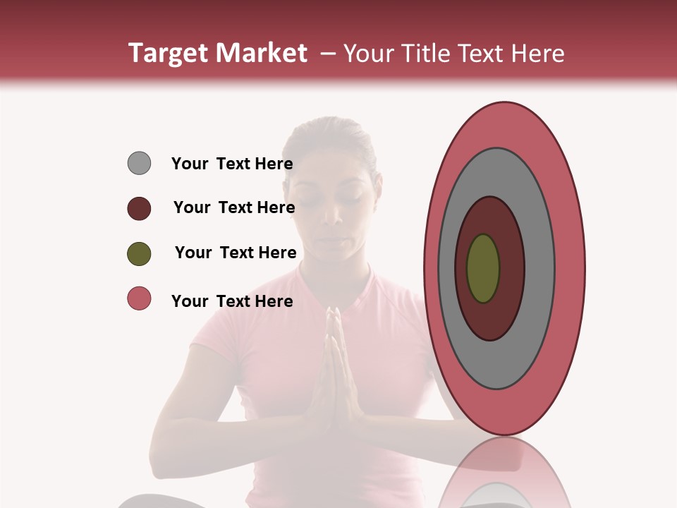 Mid  Multiethnic Woman Sitting In Namaste Position On Exercise Mat With Eyes Closed And Hands At Heart Center. PowerPoint Template