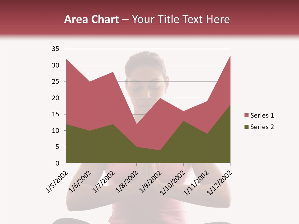 Mid  Multiethnic Woman Sitting In Namaste Position On Exercise Mat With Eyes Closed And Hands At Heart Center. PowerPoint Template