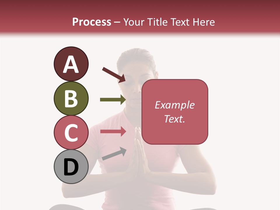 Mid  Multiethnic Woman Sitting In Namaste Position On Exercise Mat With Eyes Closed And Hands At Heart Center. PowerPoint Template