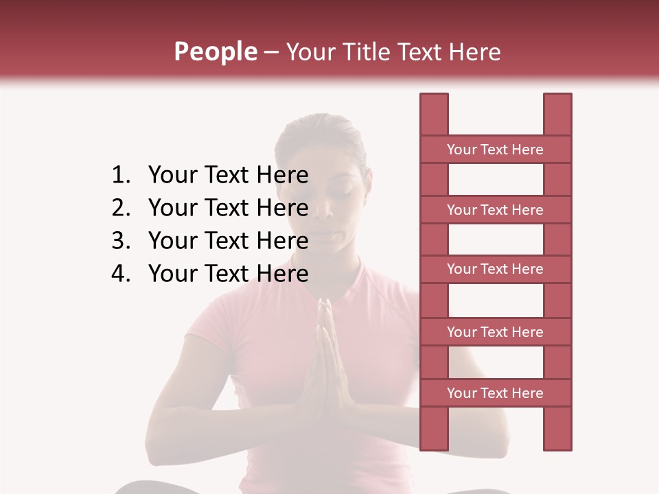 Mid  Multiethnic Woman Sitting In Namaste Position On Exercise Mat With Eyes Closed And Hands At Heart Center. PowerPoint Template