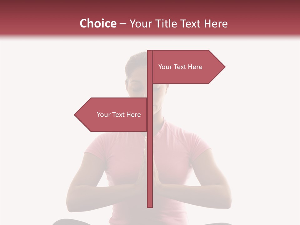 Mid  Multiethnic Woman Sitting In Namaste Position On Exercise Mat With Eyes Closed And Hands At Heart Center. PowerPoint Template