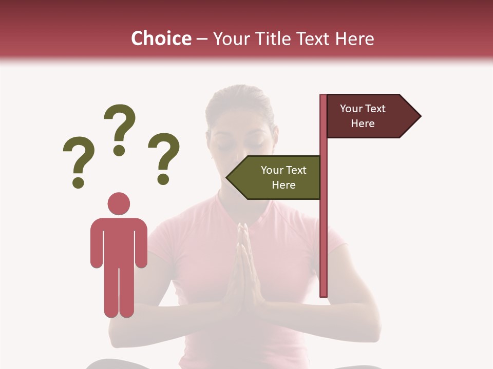 Mid  Multiethnic Woman Sitting In Namaste Position On Exercise Mat With Eyes Closed And Hands At Heart Center. PowerPoint Template