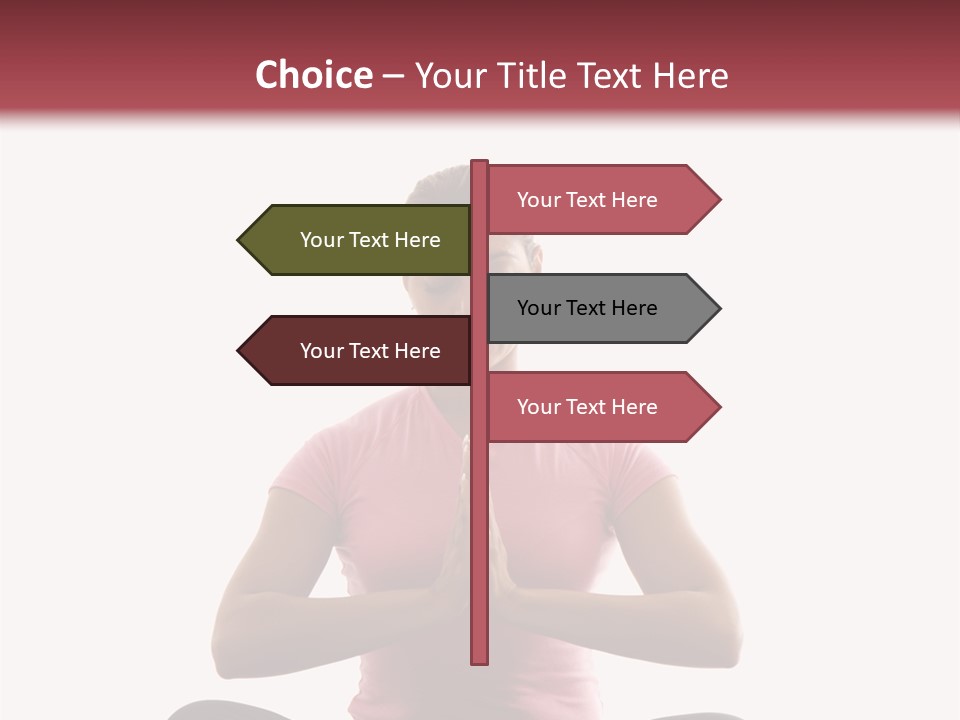 Mid  Multiethnic Woman Sitting In Namaste Position On Exercise Mat With Eyes Closed And Hands At Heart Center. PowerPoint Template