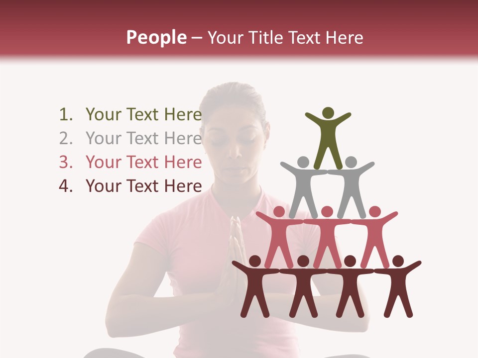 Mid  Multiethnic Woman Sitting In Namaste Position On Exercise Mat With Eyes Closed And Hands At Heart Center. PowerPoint Template