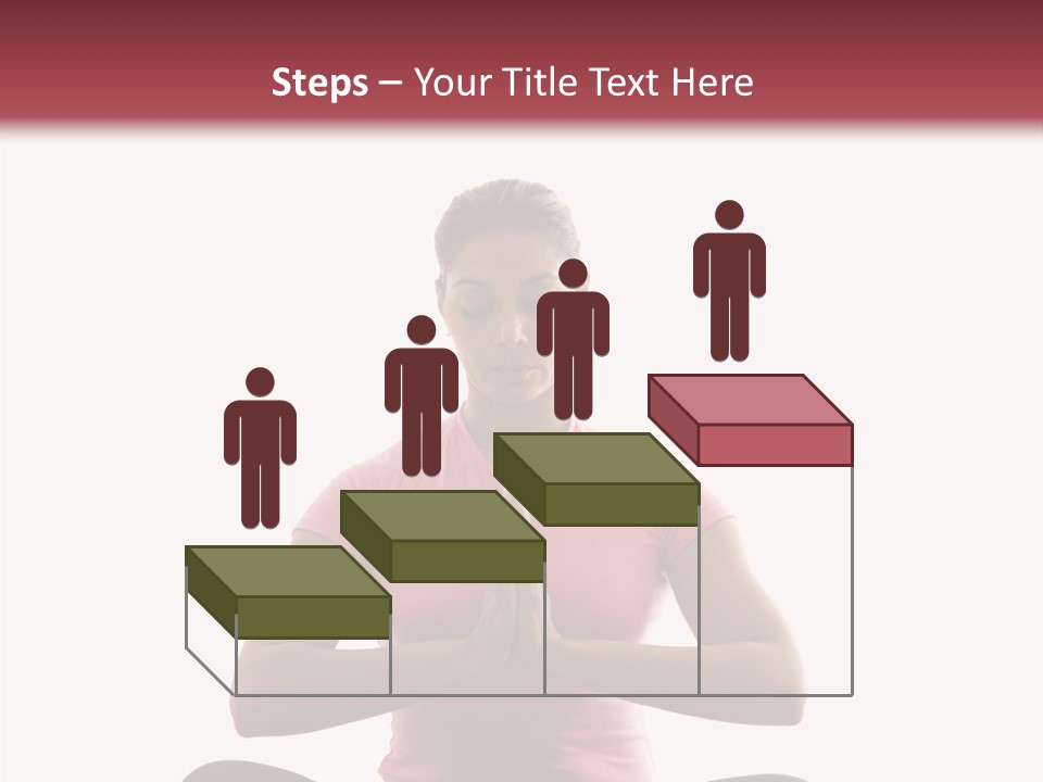 Mid  Multiethnic Woman Sitting In Namaste Position On Exercise Mat With Eyes Closed And Hands At Heart Center. PowerPoint Template