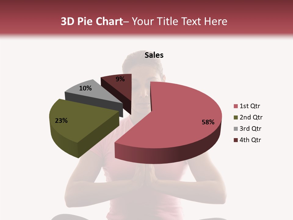 Mid  Multiethnic Woman Sitting In Namaste Position On Exercise Mat With Eyes Closed And Hands At Heart Center. PowerPoint Template