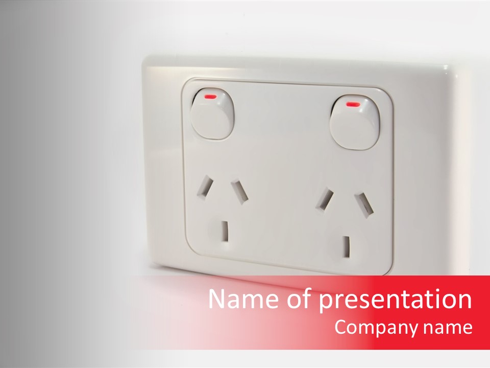 An Australian Power Outlet On A White Background. PowerPoint Template