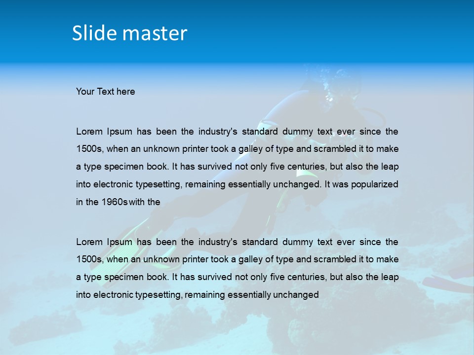 Diver With Camera In Deep. Underwater Photographer PowerPoint Template