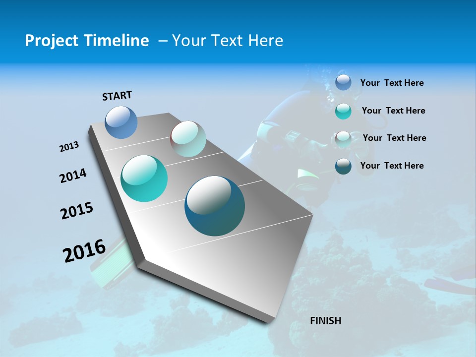 Diver With Camera In Deep. Underwater Photographer PowerPoint Template