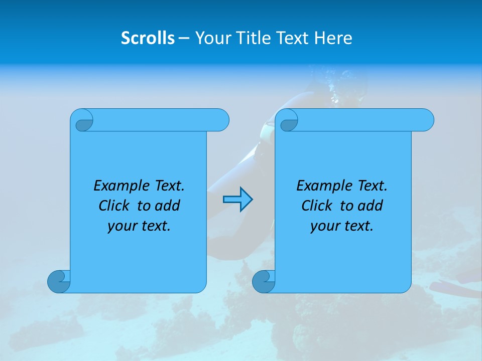 Diver With Camera In Deep. Underwater Photographer PowerPoint Template