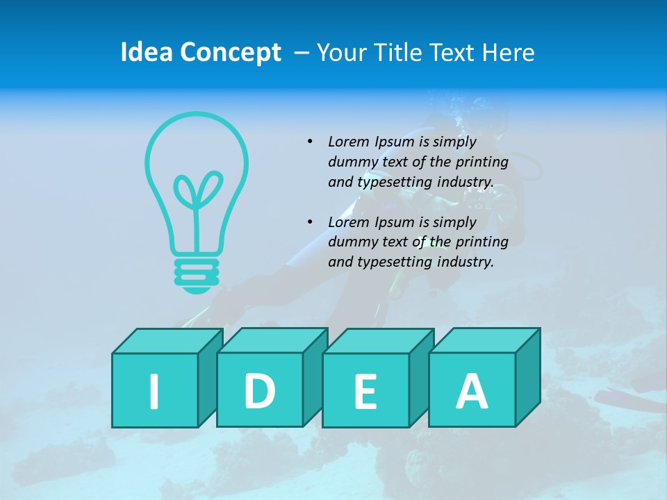 Diver With Camera In Deep. Underwater Photographer PowerPoint Template