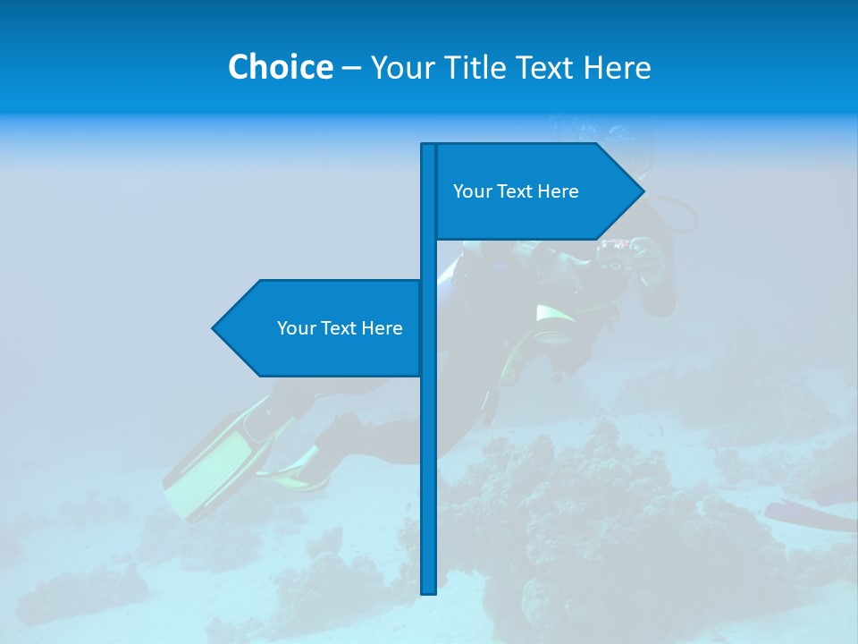 Diver With Camera In Deep. Underwater Photographer PowerPoint Template