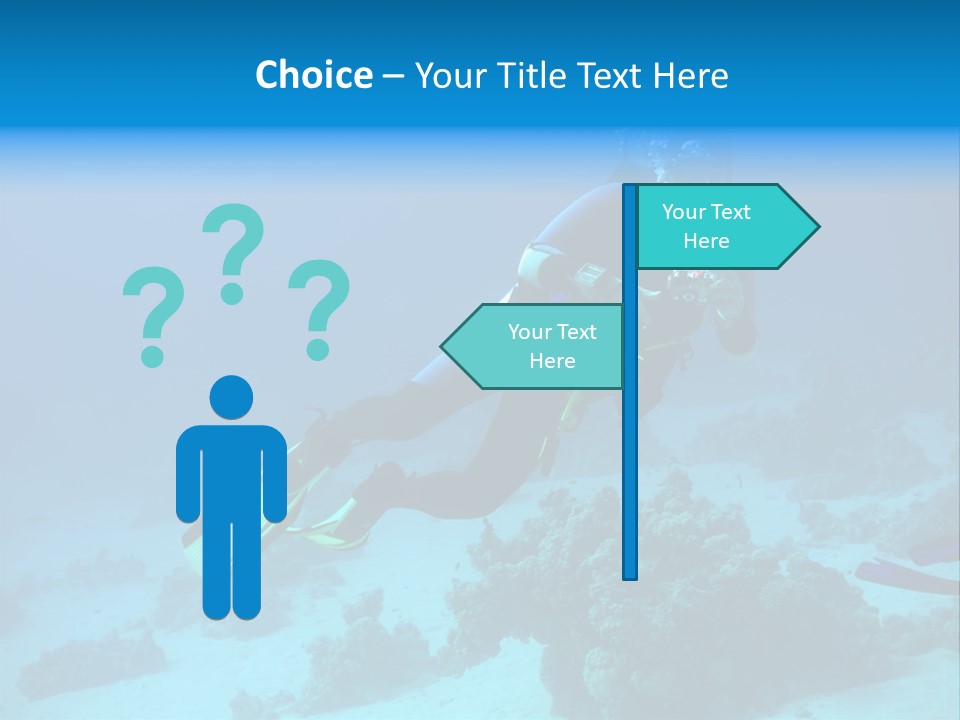 Diver With Camera In Deep. Underwater Photographer PowerPoint Template