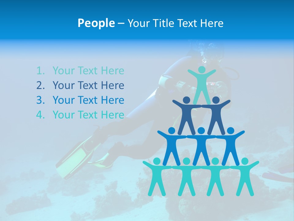 Diver With Camera In Deep. Underwater Photographer PowerPoint Template