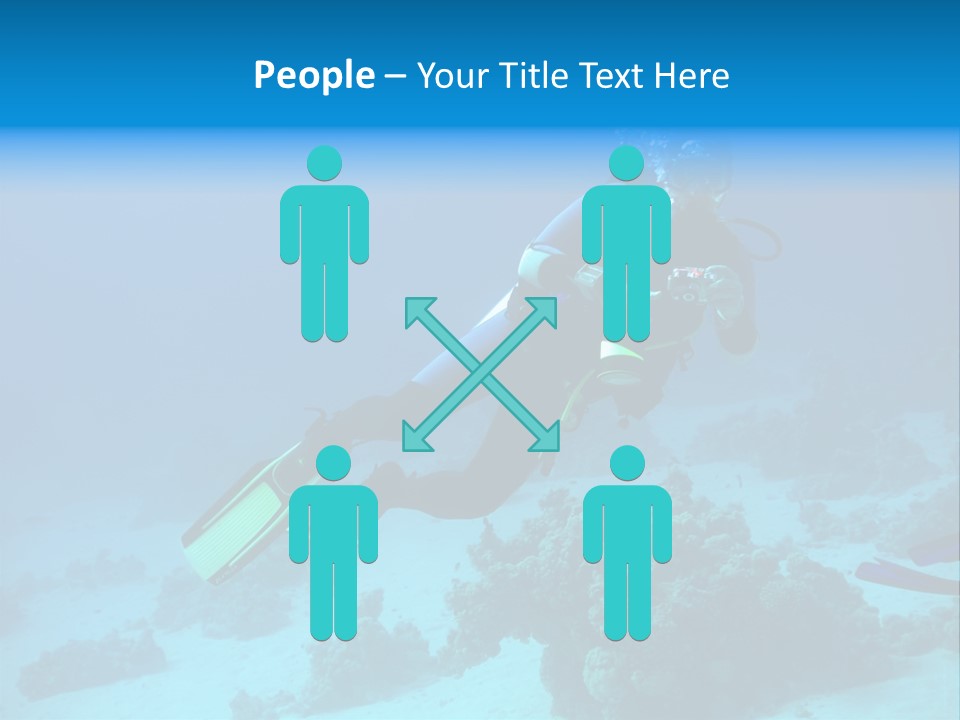 Diver With Camera In Deep. Underwater Photographer PowerPoint Template