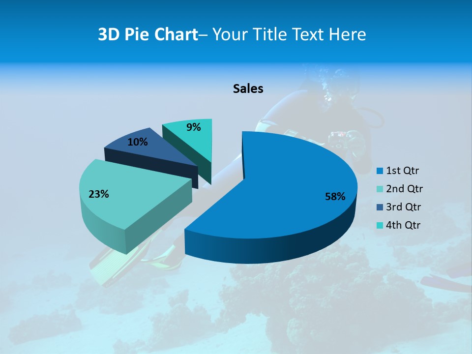 Diver With Camera In Deep. Underwater Photographer PowerPoint Template