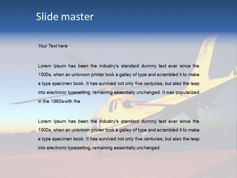 Helicopter Waiting For Takeoff At Sunrise PowerPoint Template