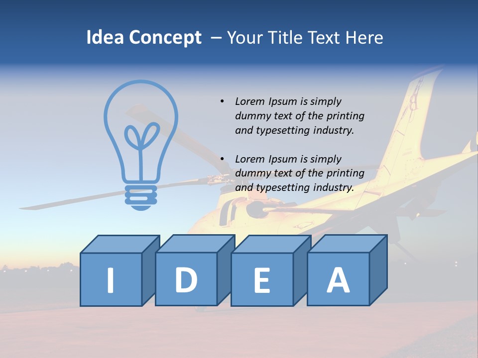 Helicopter Waiting For Takeoff At Sunrise PowerPoint Template