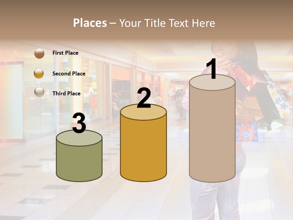 Shopping Young Woman Smiling In The Shopping Mall. PowerPoint Template