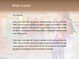 Shopping Young Woman Smiling In The Shopping Mall. PowerPoint Template