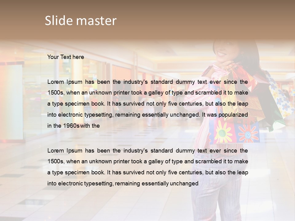 Shopping Young Woman Smiling In The Shopping Mall. PowerPoint Template