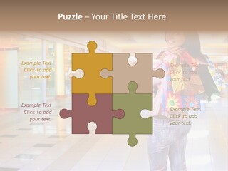 Shopping Young Woman Smiling In The Shopping Mall. PowerPoint Template