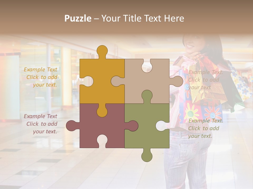 Shopping Young Woman Smiling In The Shopping Mall. PowerPoint Template