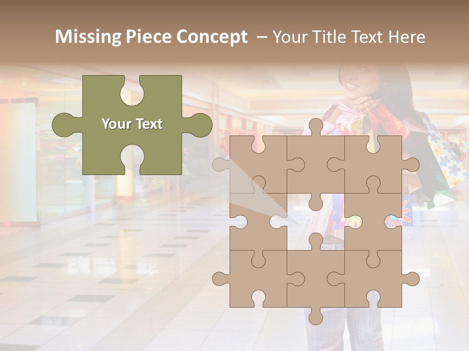Shopping Young Woman Smiling In The Shopping Mall. PowerPoint Template