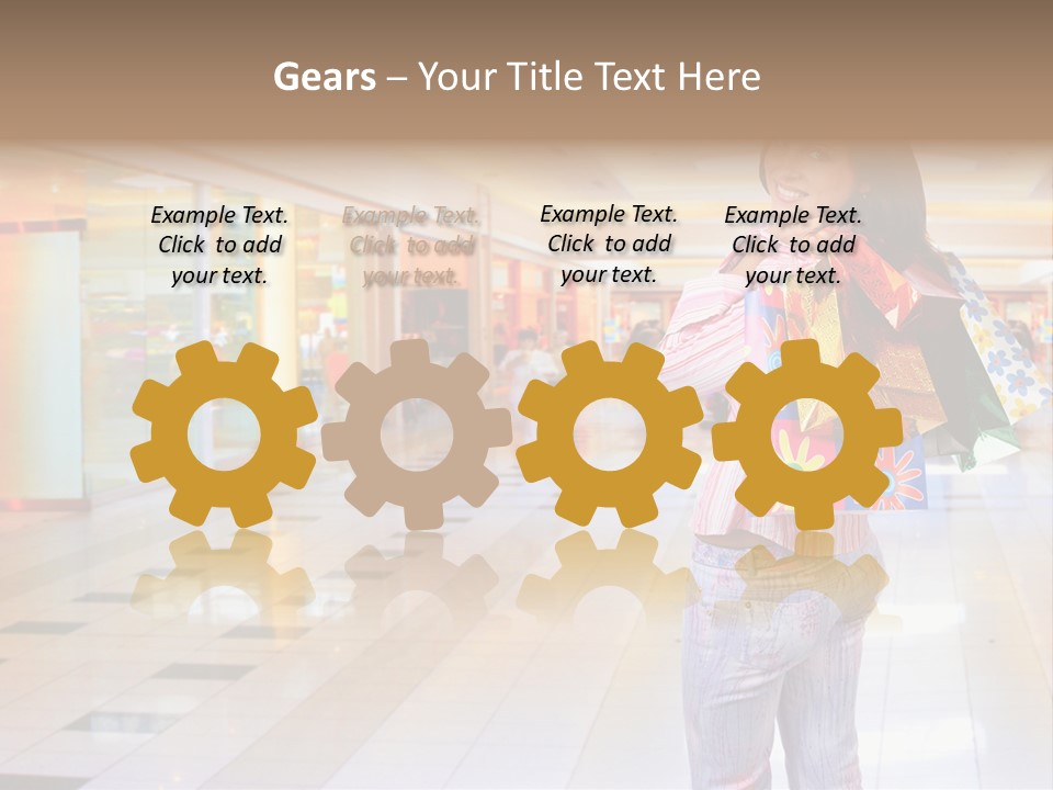 Shopping Young Woman Smiling In The Shopping Mall. PowerPoint Template