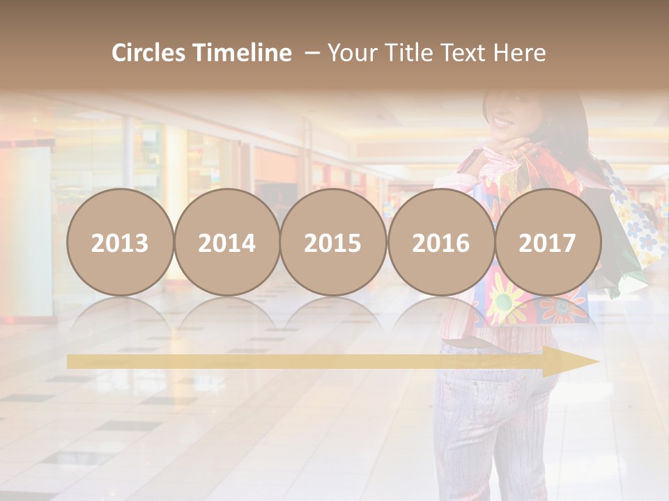 Shopping Young Woman Smiling In The Shopping Mall. PowerPoint Template
