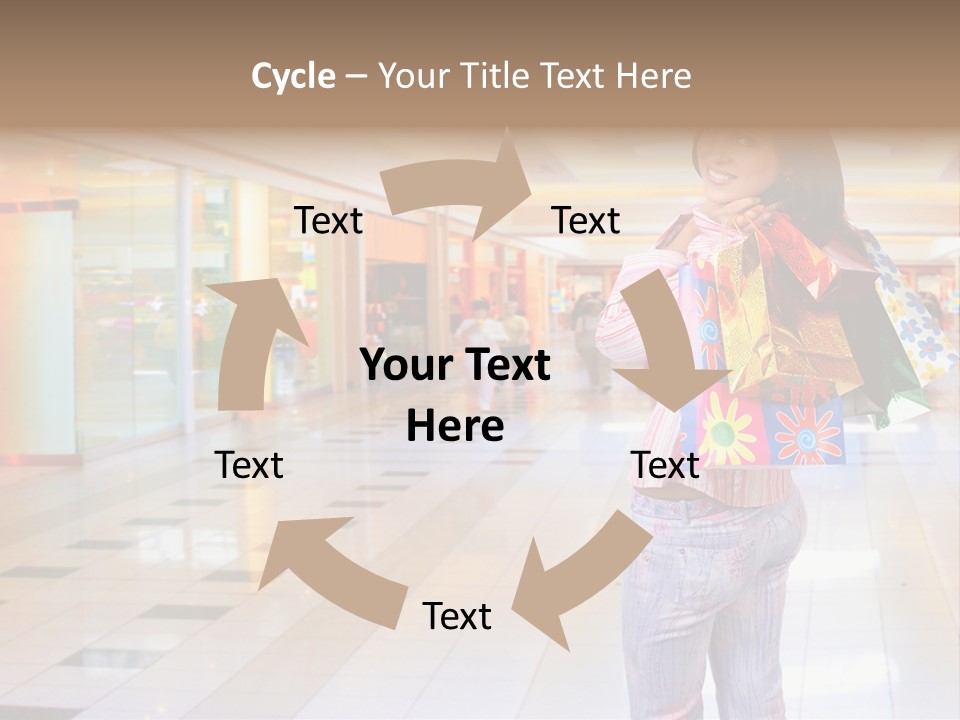 Shopping Young Woman Smiling In The Shopping Mall. PowerPoint Template