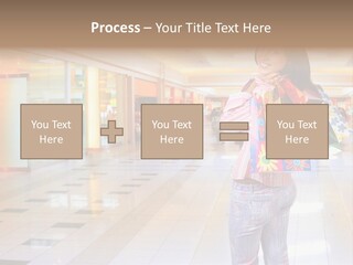 Shopping Young Woman Smiling In The Shopping Mall. PowerPoint Template