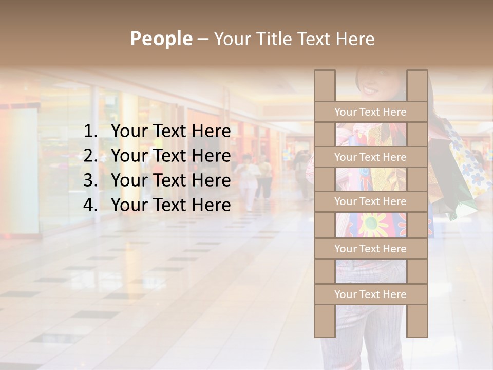 Shopping Young Woman Smiling In The Shopping Mall. PowerPoint Template