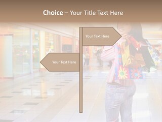 Shopping Young Woman Smiling In The Shopping Mall. PowerPoint Template