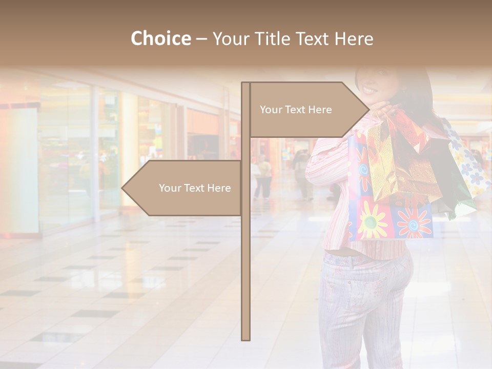 Shopping Young Woman Smiling In The Shopping Mall. PowerPoint Template