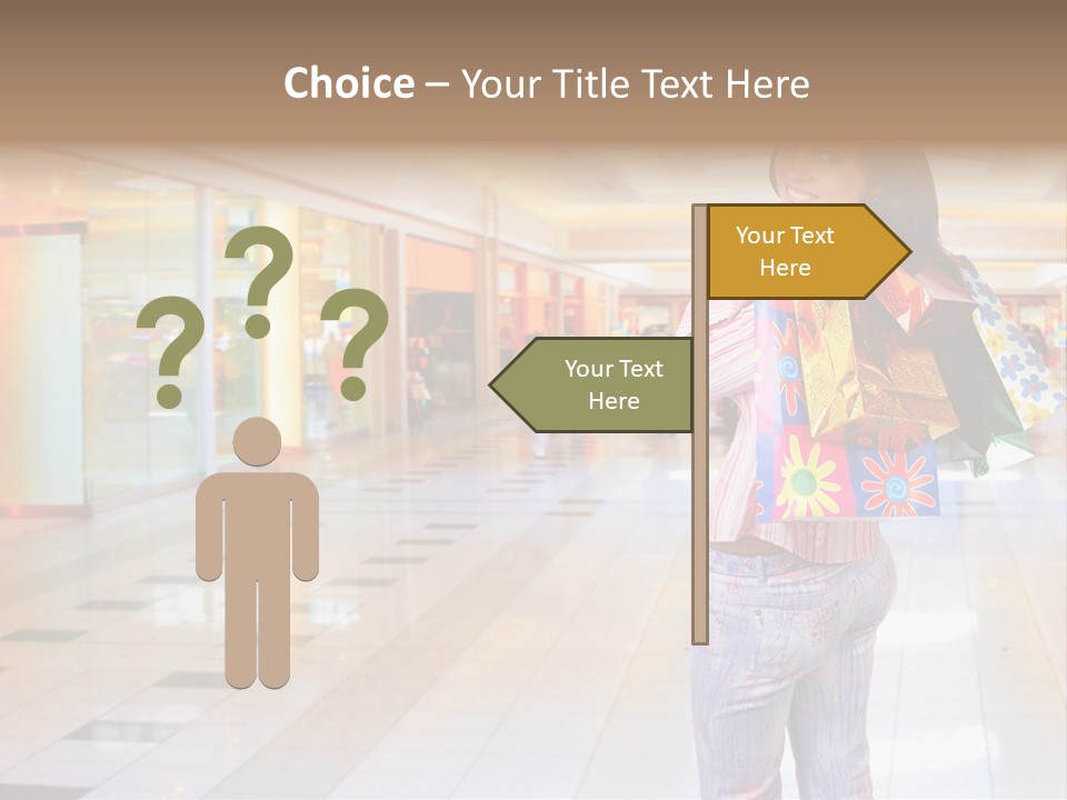 Shopping Young Woman Smiling In The Shopping Mall. PowerPoint Template