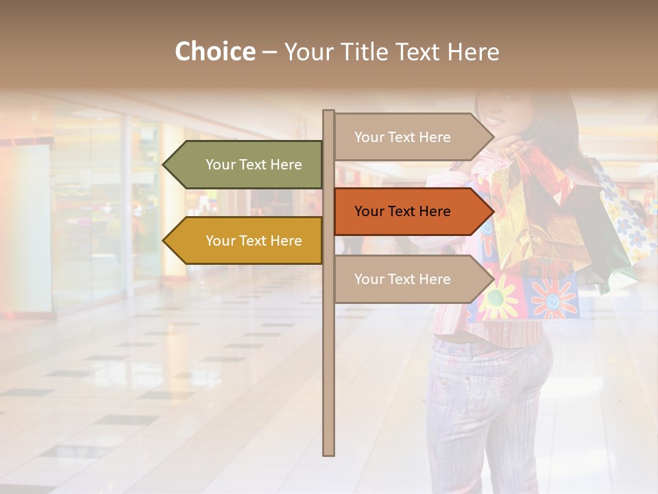 Shopping Young Woman Smiling In The Shopping Mall. PowerPoint Template