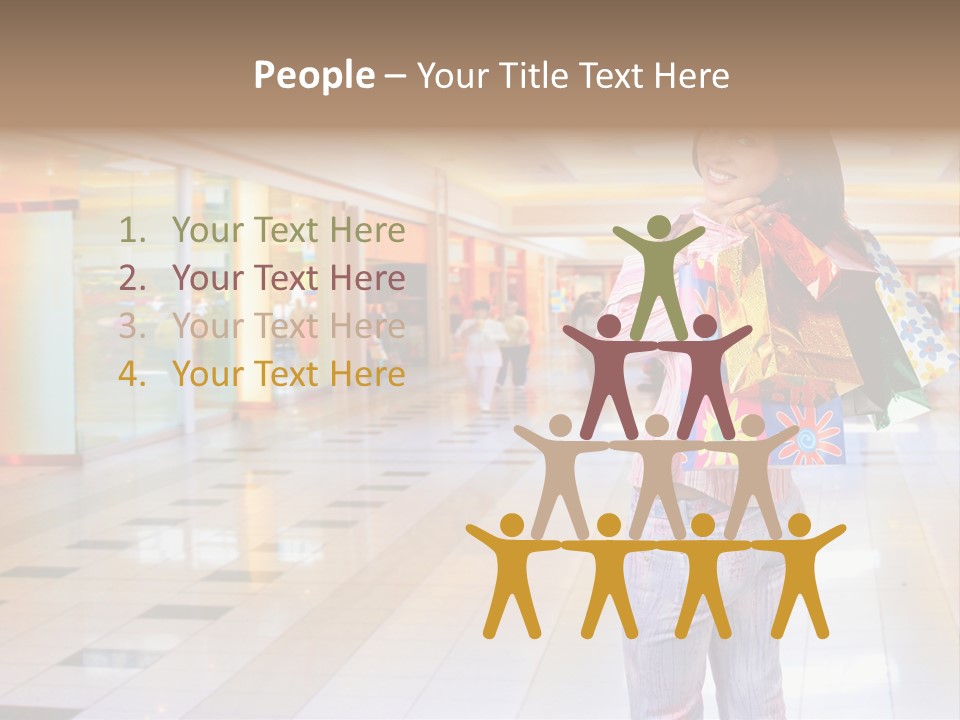 Shopping Young Woman Smiling In The Shopping Mall. PowerPoint Template