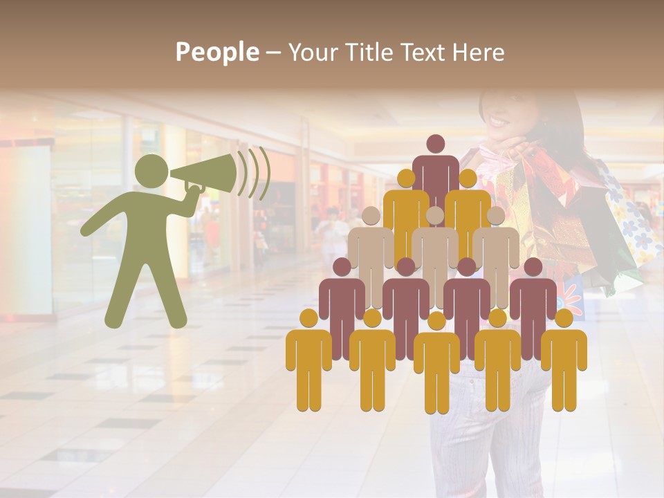 Shopping Young Woman Smiling In The Shopping Mall. PowerPoint Template