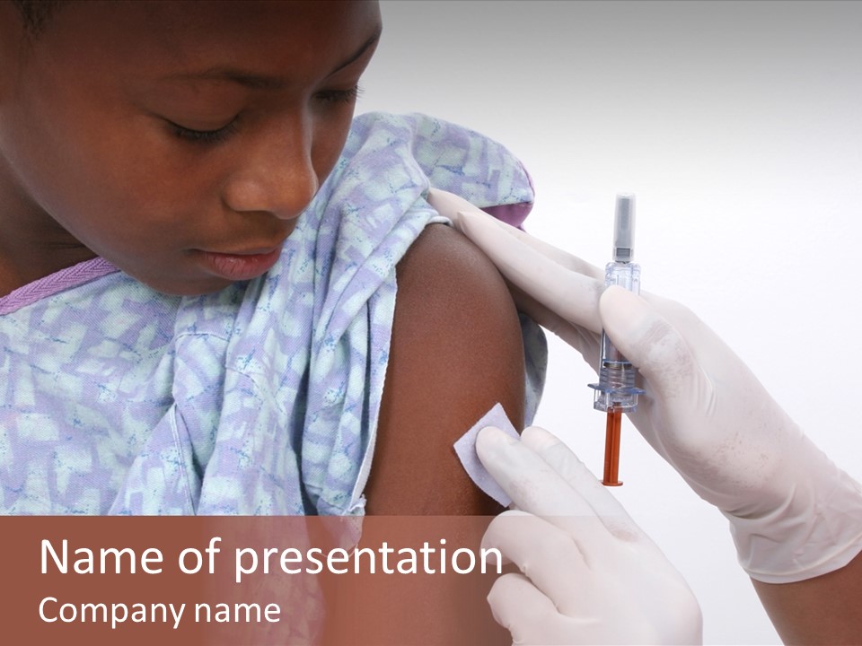 A Young Girl Getting Her Arm Wrapped In White Gloves PowerPoint Template