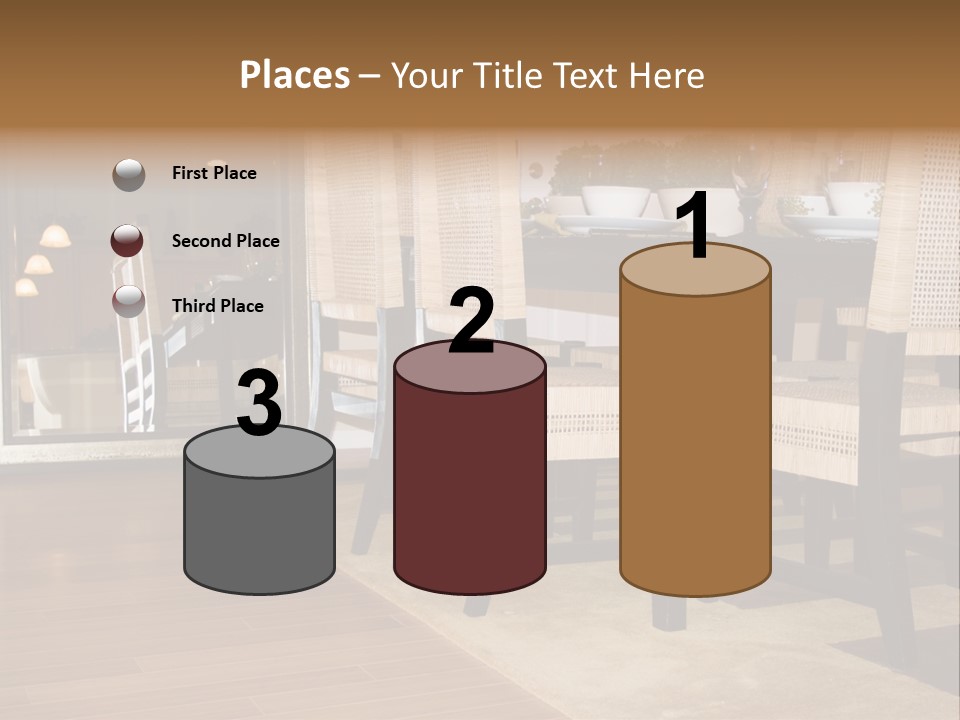 A Dining Room Table With Chairs And Plates On It PowerPoint Template